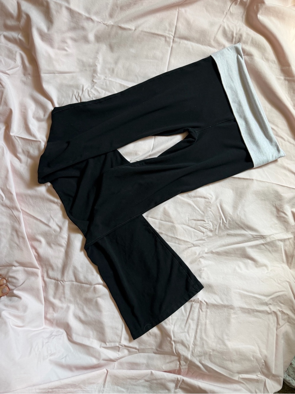 PINK Victoria's Secret Black Leggings with Light Gray Waistband